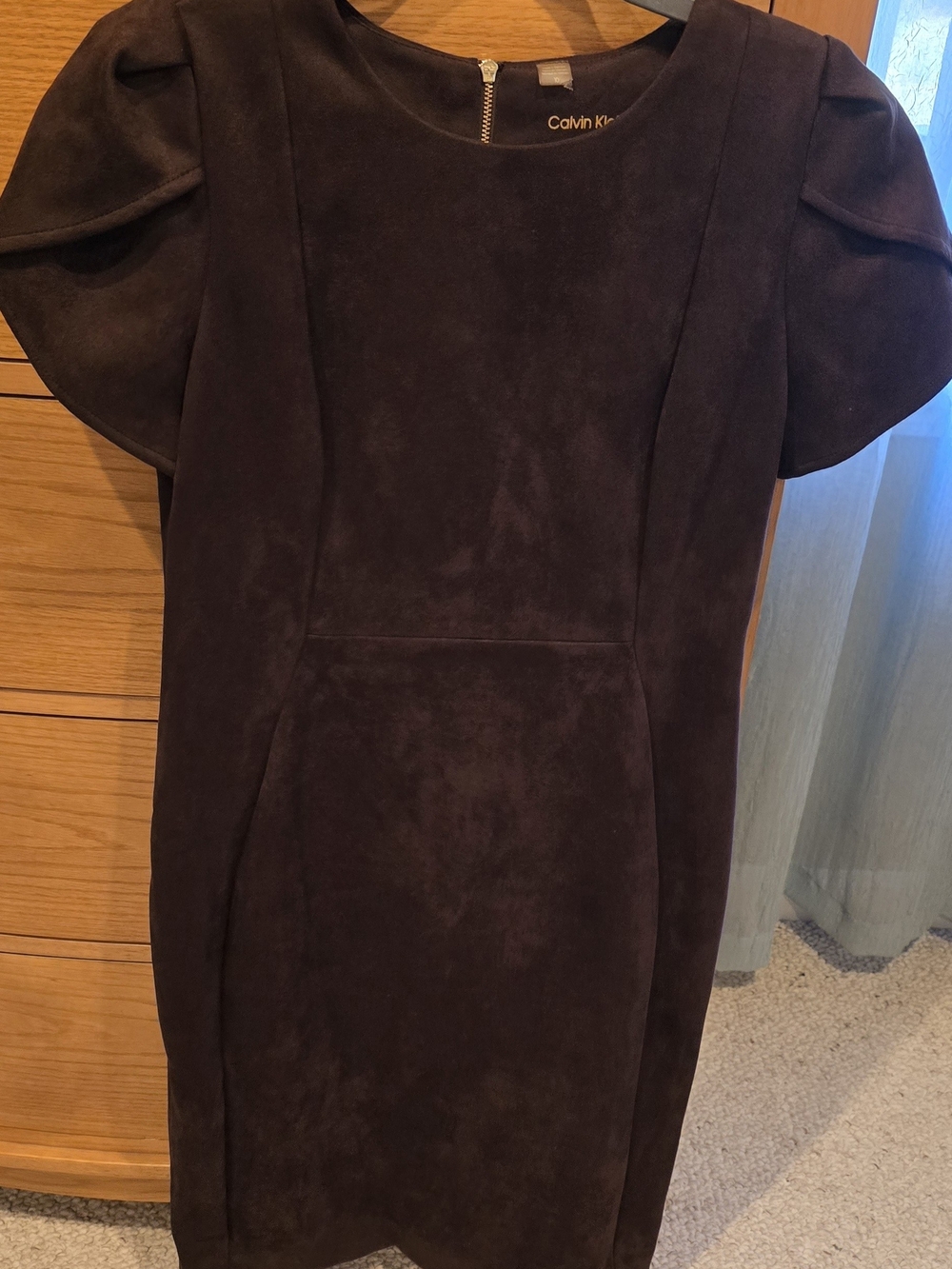Calvin Klein Women's Espresso Brown Suede Dress, Sz 10, Worn Once